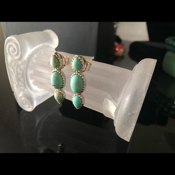 Pangea Mines 1.25” #8 Mine Turquoise Earrings - Picture 3 of 9